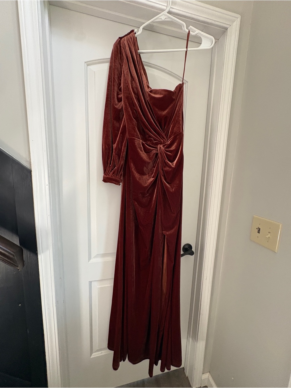 Revelry Aurora Velvet Dress in Terracotta - UNALTERED